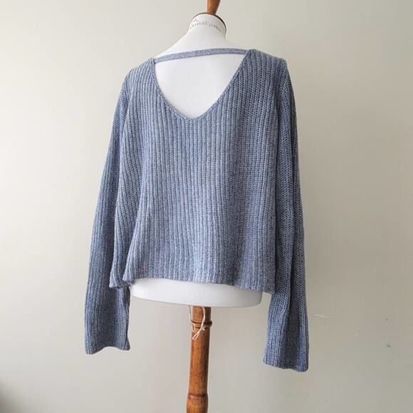THEORY Lalora C Linen Cotton Blend Sweater In Light Echo Mix/Blue - Picture 4 of 7